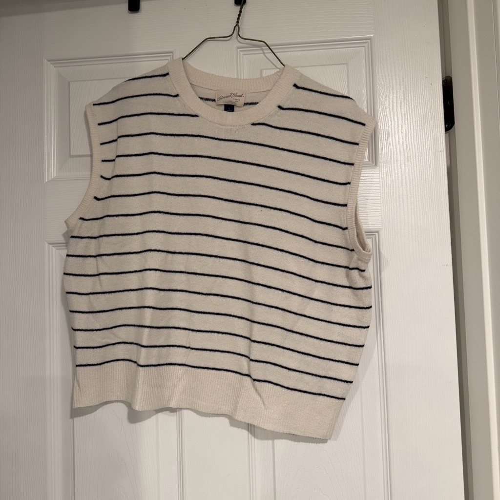 Universal Thread Cream And Black Striped Sweater Vest